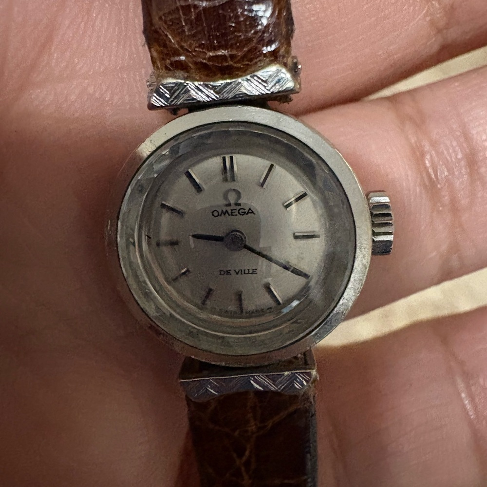 Omega De Ville Silver Dial with Brown Strap
